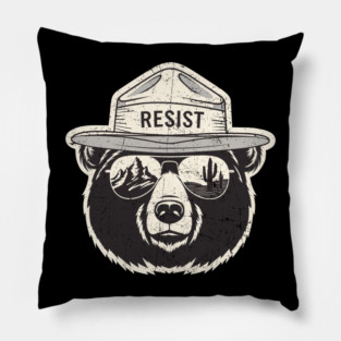 Vintage Smokey The Resist Bear - Resist Bear Save Our Parks Pillow