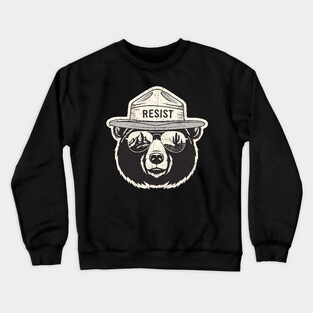 Vintage Smokey The Resist Bear - Resist Bear Save Our Parks Crewneck Sweatshirt