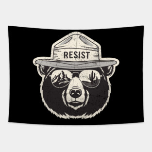 Vintage Smokey The Resist Bear - Resist Bear Save Our Parks Tapestry