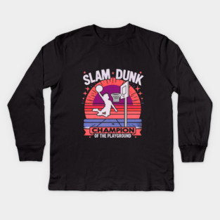 Slam Dunk Champion of the Playground – Retro Basketball Design Kids Long Sleeve T-Shirt