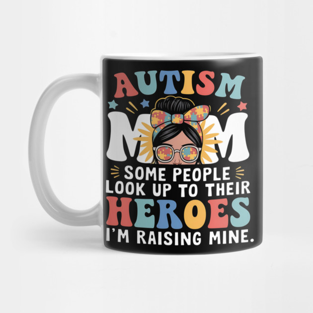 autism mom raising heroe messy bun for women autism awarenes by ArtistTee ⭐⭐⭐⭐⭐