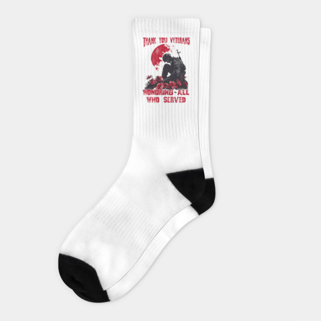Vintage Veteran - Honoring All Who Served Thank You Veterans Socks by JessArty