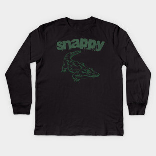 Snappy Gator – Bold Minimal Alligator Line Art Kids Long Sleeve T-Shirt