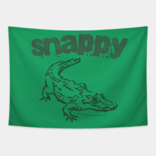 Snappy Gator – Bold Minimal Alligator Line Art Tapestry