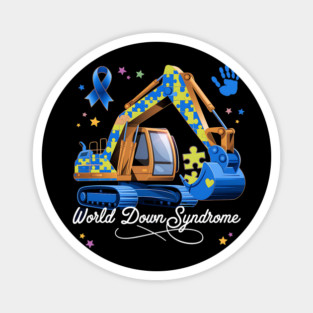 Kids World Down Syndrome Awareness Day – Bulldozer Construction Boys Magnet
