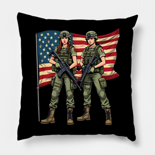 United States Army Women Pillow by animegirlnft