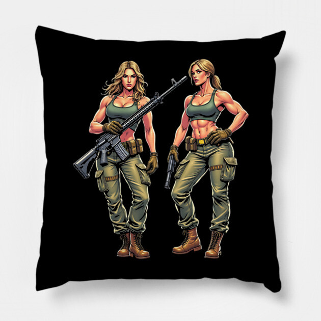 Military Women Pillow by animegirlnft