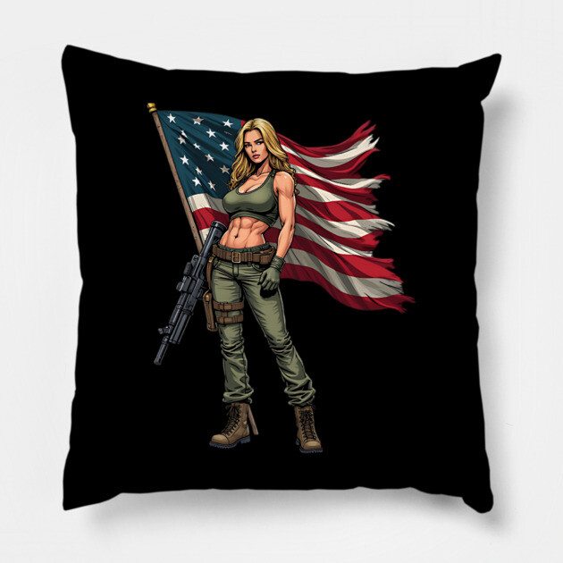 Female Soldier Pillow by animegirlnft