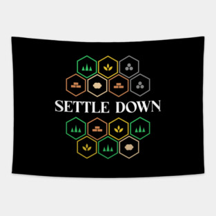 Settle Down Minimalist Hex Settlers Boardgames Tapestry