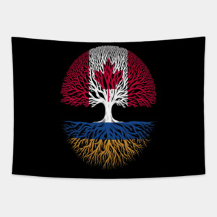 Canadian Grown with Ukrainian Roots Canada Ukraine Flag Tree Tapestry