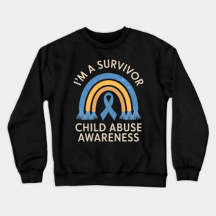Child Abuse Survivor Child Abuse Prevention Month Rainbow Crewneck Sweatshirt