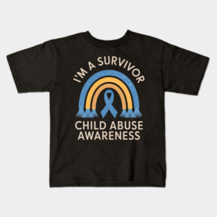 Child Abuse Survivor Child Abuse Prevention Month Rainbow Kids T-Shirt
