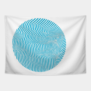 Illusion turquoise crease / wave line effect mandala Tapestry