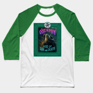 Norse God Odinn with Celtic Border Baseball T-Shirt