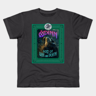 Norse God Odinn with Celtic Border Kids T-Shirt