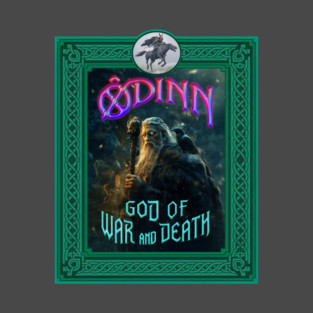 Norse God Odinn with Celtic Border T-Shirt