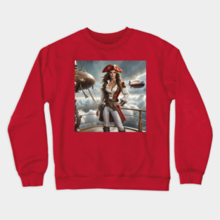 Pirate on Dieselpunk Airship - FAN ART of Kate Beckinsale Crewneck Sweatshirt