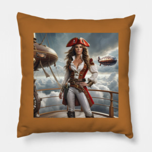 Pirate on Dieselpunk Airship - FAN ART of Kate Beckinsale Pillow