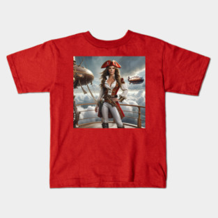 Pirate on Dieselpunk Airship - FAN ART of Kate Beckinsale Kids T-Shirt