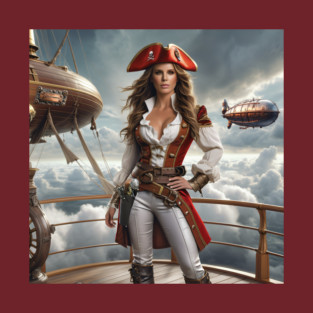 Pirate on Dieselpunk Airship - FAN ART of Kate Beckinsale T-Shirt