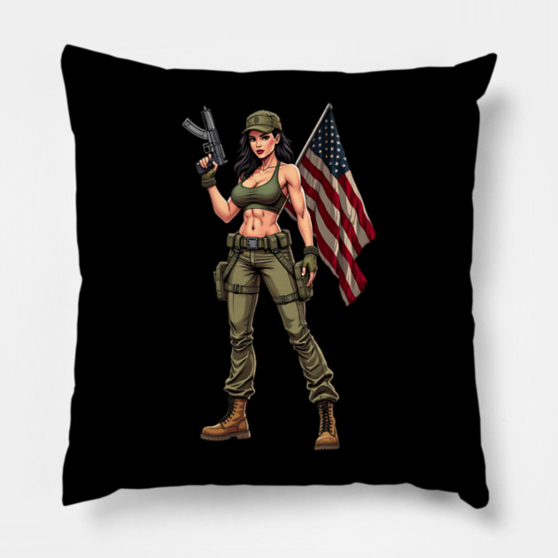 Girl with Gun Pillow by animegirlnft
