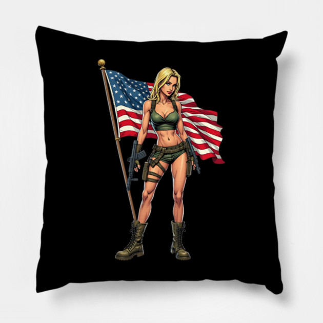 Gun Babe Pillow by animegirlnft