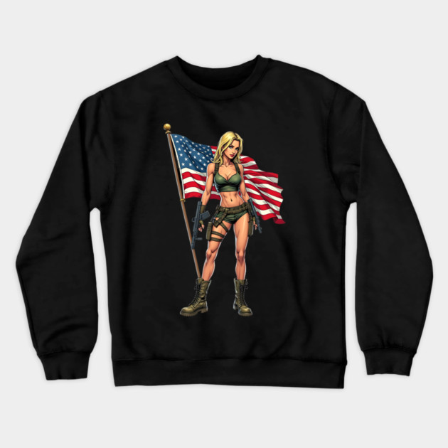 Gun Babe Crewneck Sweatshirt by animegirlnft