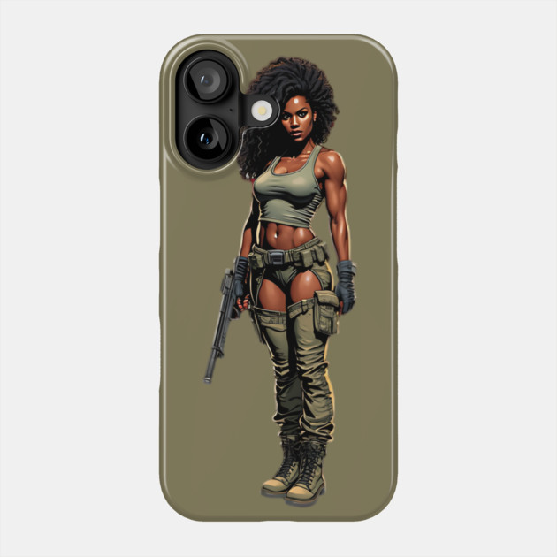 Black Woman with Gun Phone Case by animegirlnft