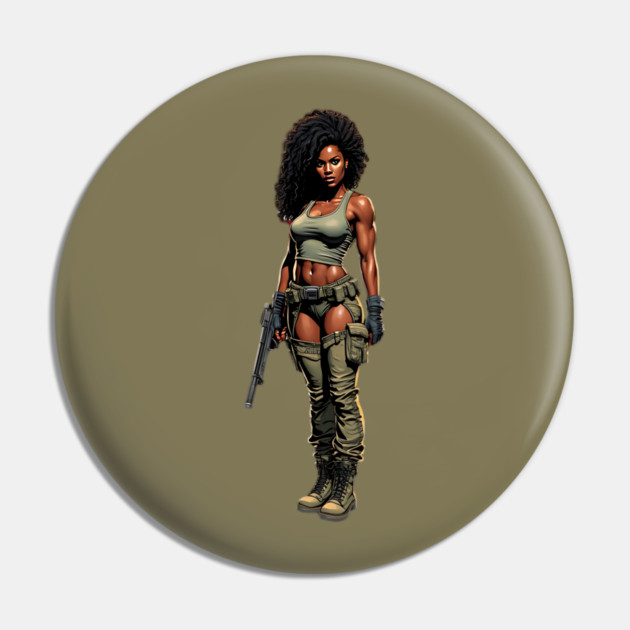 Black Woman with Gun Pin by animegirlnft