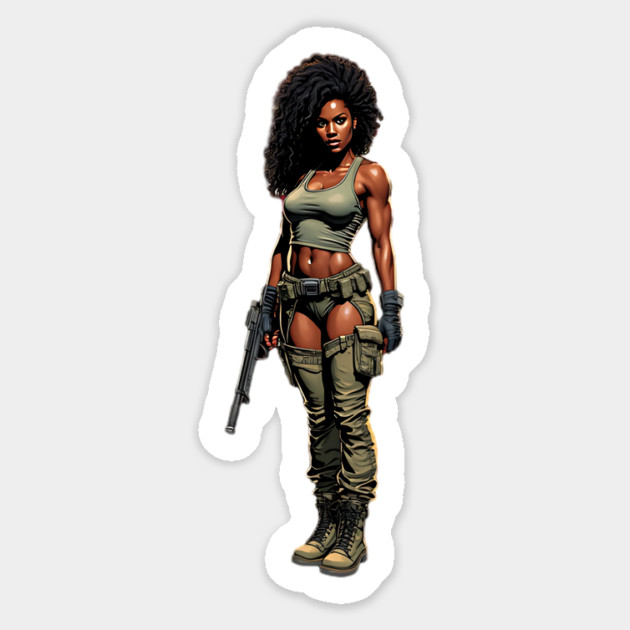 Black Woman with Gun Magnet by animegirlnft