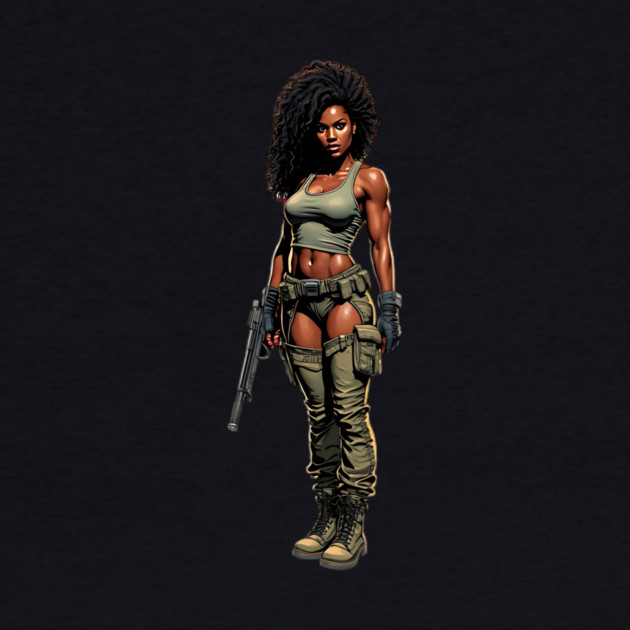 Black Woman with Gun by animegirlnft