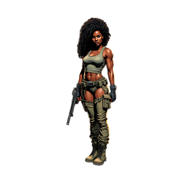 Black Woman with Gun by animegirlnft