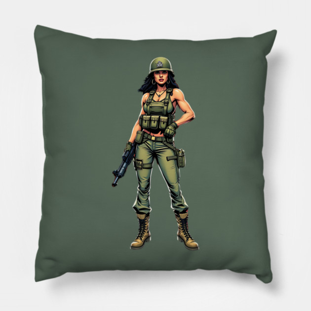 Female Soldier Pillow by animegirlnft