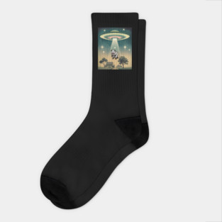 Take Me To Your Screaming Possum funny UFO design Socks