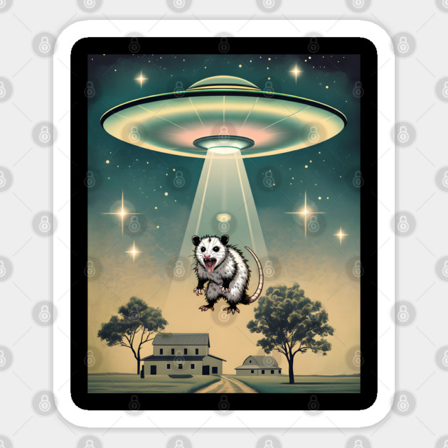 Take Me To Your Screaming Possum funny UFO design Sticker by Luxinda