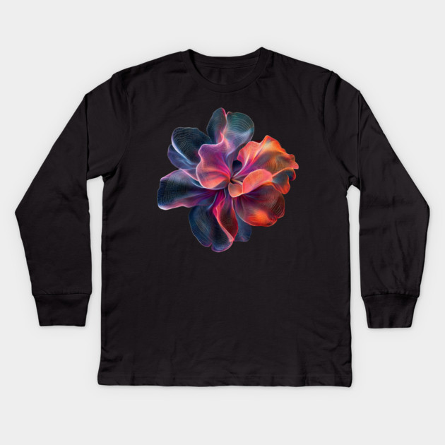 Rainbow Chrysanthemum - Colorful Elegant Flower Kids Long Sleeve T-Shirt by TuncGK