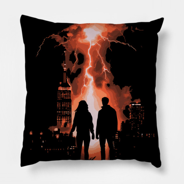 Lovers Watching the End of the World Pillow by TuncGK