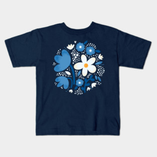 Blue and white flowers Kids T-Shirt