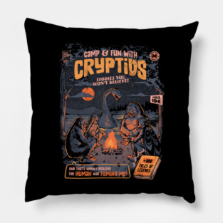 Cryptids Camp Funny Comic Retro Pillow