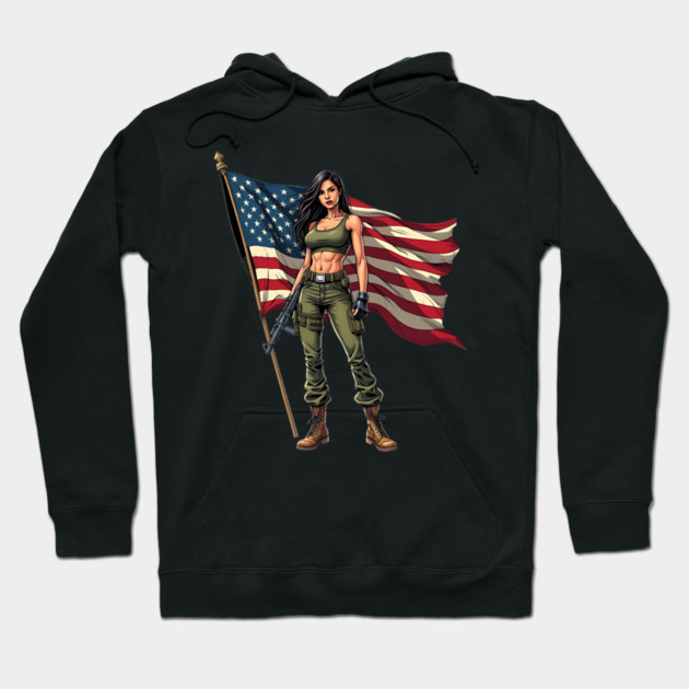 Female US Army Soldier Hoodie by animegirlnft
