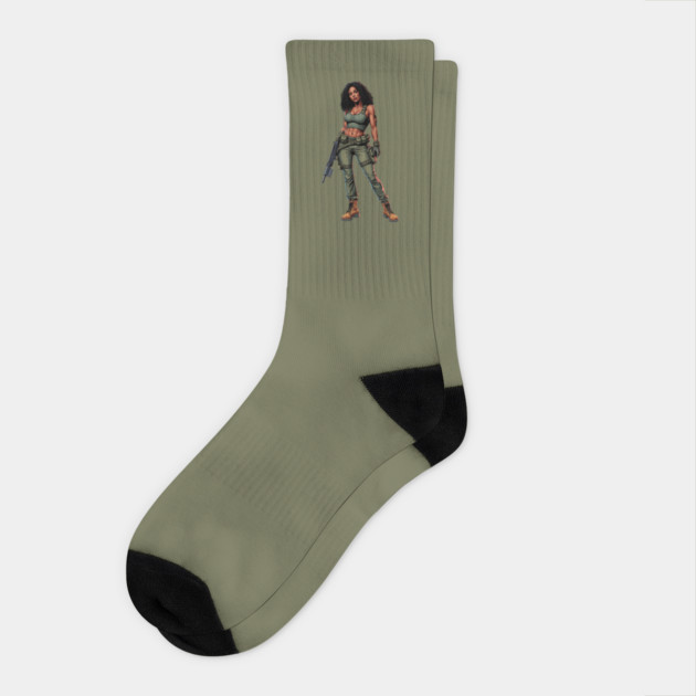 Black Female Soldier Socks by animegirlnft