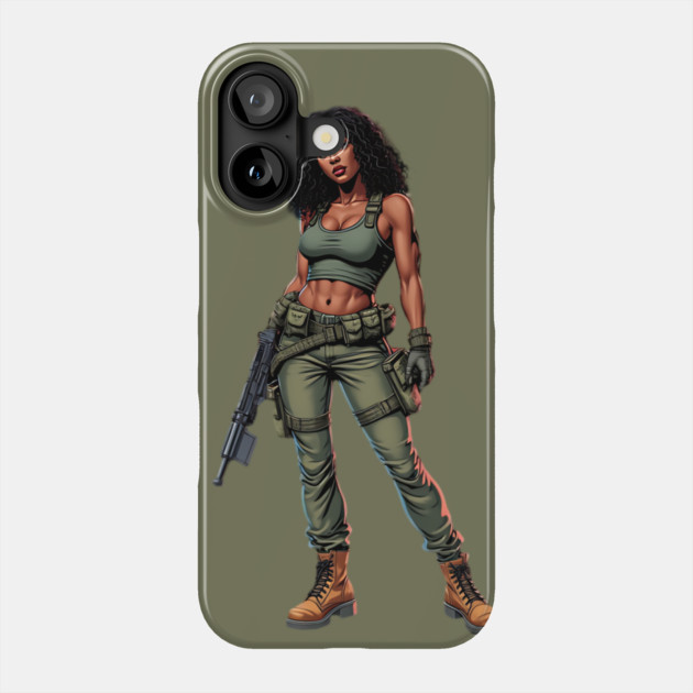 Black Female Soldier Phone Case by animegirlnft