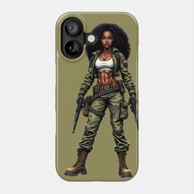 African American Military Woman Phone Case by animegirlnft