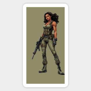 Hispanic Female Soldier Magnet