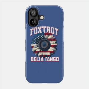 Foxtrot Delta Tango – Funny Patriotic Sunflower USA Flag Retro Phone Case
