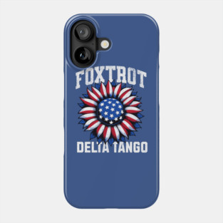Foxtrot - Delta - Tango – Funny - Patriotic - Sunflower - USA Flag - Retro - Vintage Phone Case