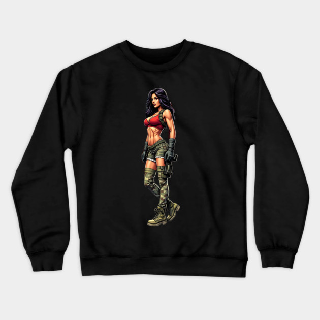 Latina Señorita with Gun Crewneck Sweatshirt by animegirlnft