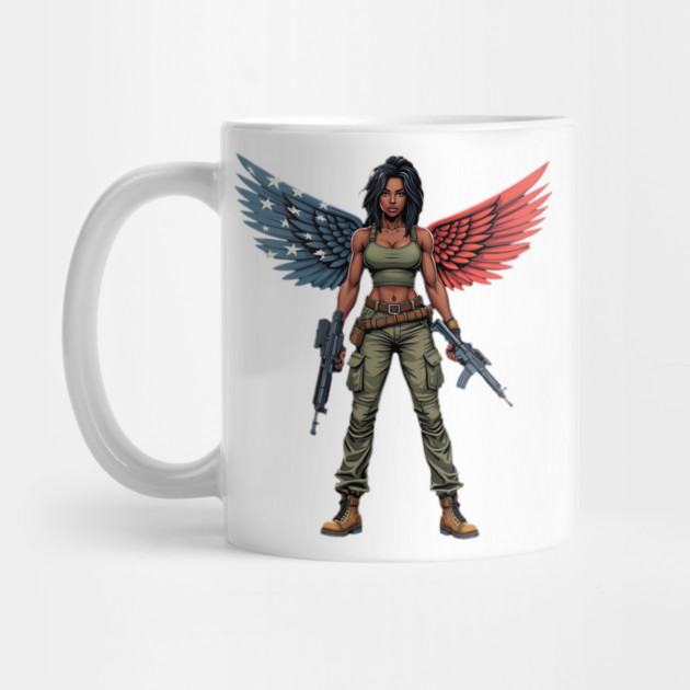 Black American Military Angel with Gun by animegirlnft
