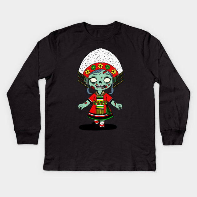Cute Taiwanese Zombie Kids Long Sleeve T-Shirt by H. R. Sinclair