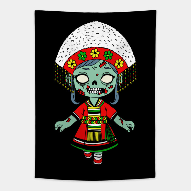 Cute Taiwanese Zombie Tapestry by H. R. Sinclair